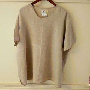 Flax by Jeanne Engelhart 100% Linen Beige Top